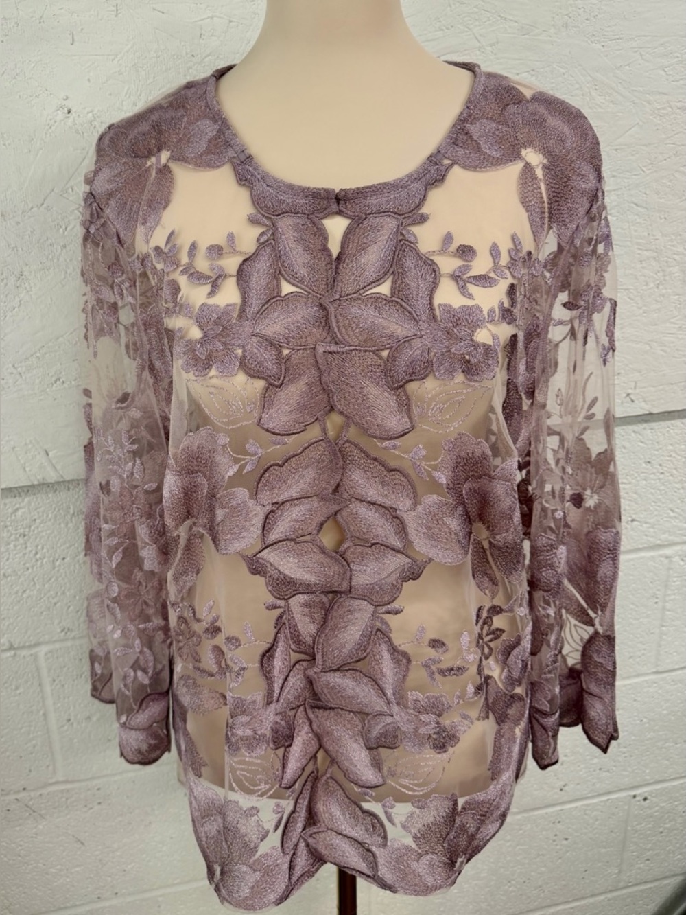 Alex Evenings Lavender Floral Lace Evening Dress jacket size 18